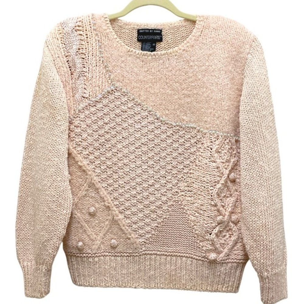 Vintage Counterparts Hand Knitted Chunky Sweater Pullover Size M